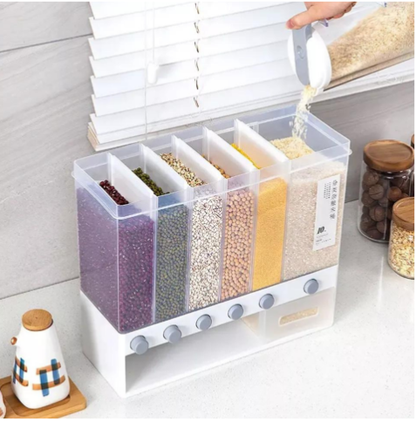 Dispensador de granos con 6 divisores