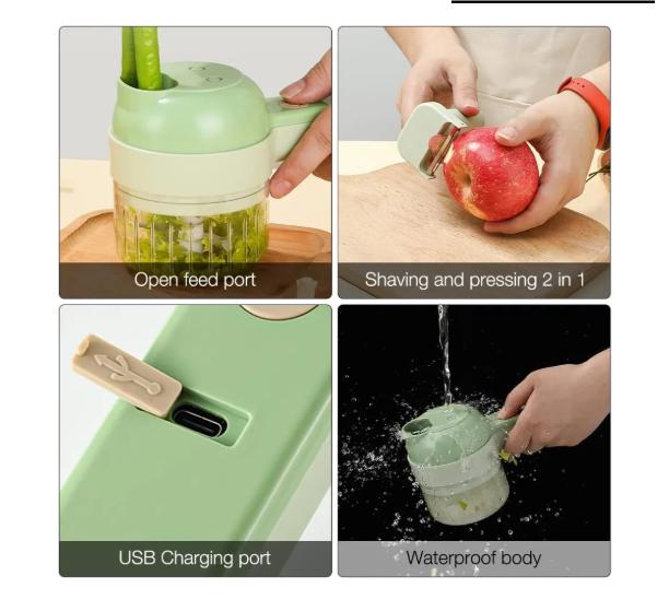 Picador 4en1 Eléctrico De Alimentos Portátil Inalámbrico